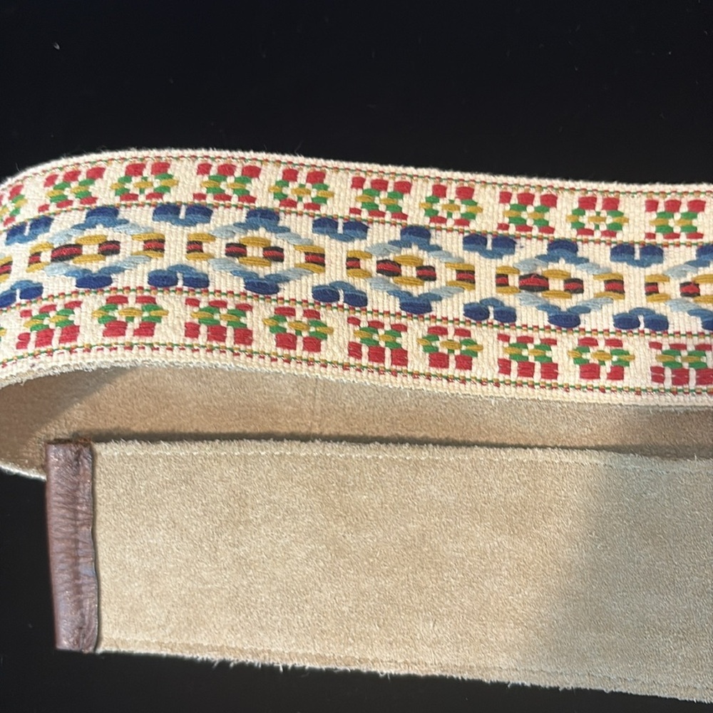 India Boho Embroidered Suede Leather Belt Size M/L - Picture 4 of 8